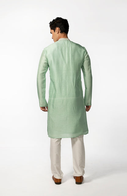 SEA GREEN HAND EMBROIDERED KURTA SET