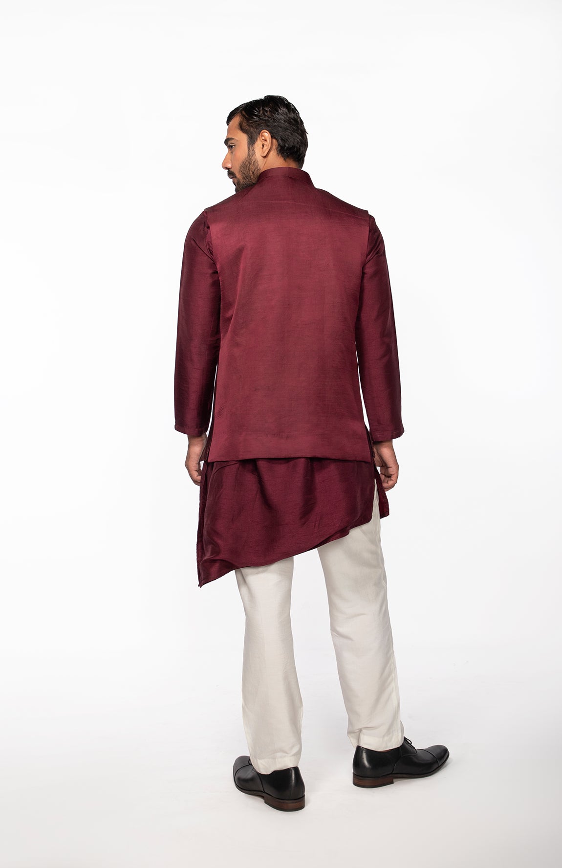 WINE LOTUS BUNDI WITH WINE PINTUCK KURTA