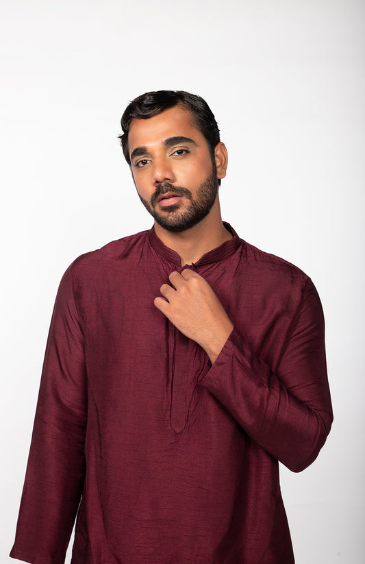 WINE PINTUCK KURTA