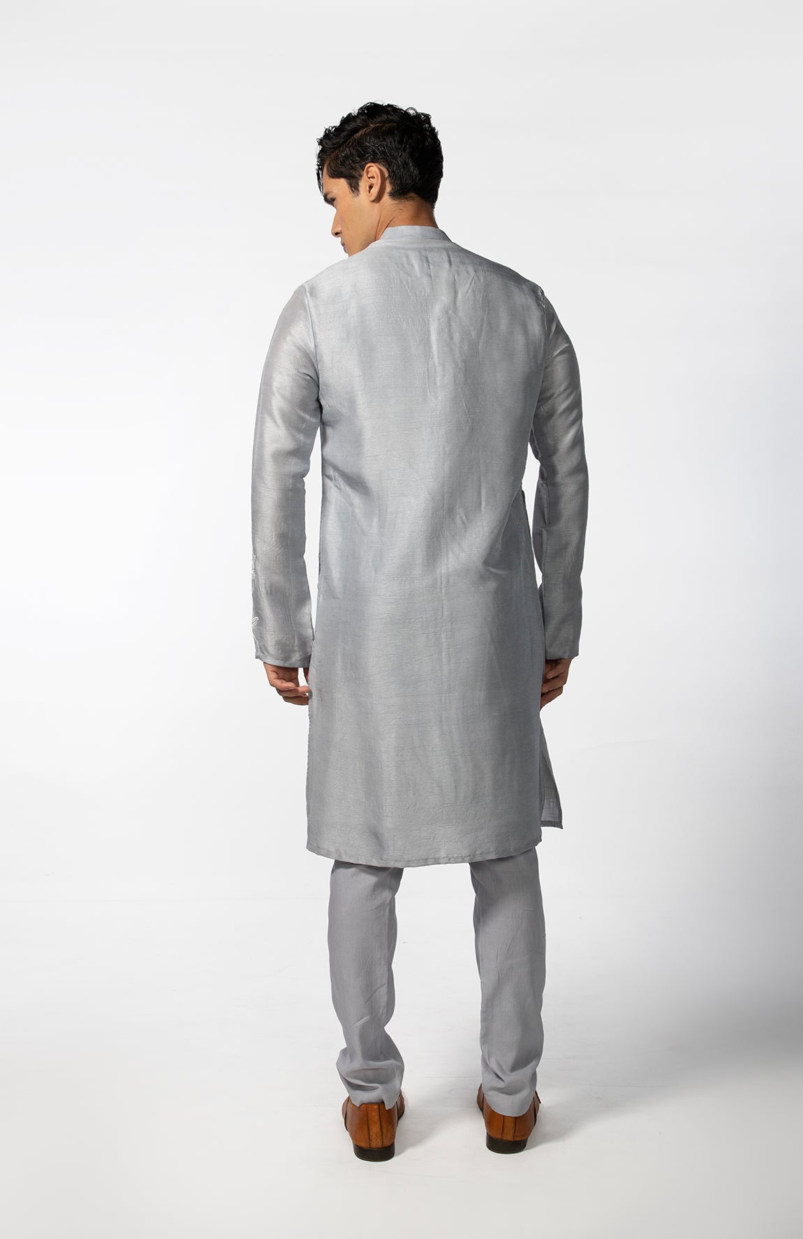 GREY LOTUS KURTA SET