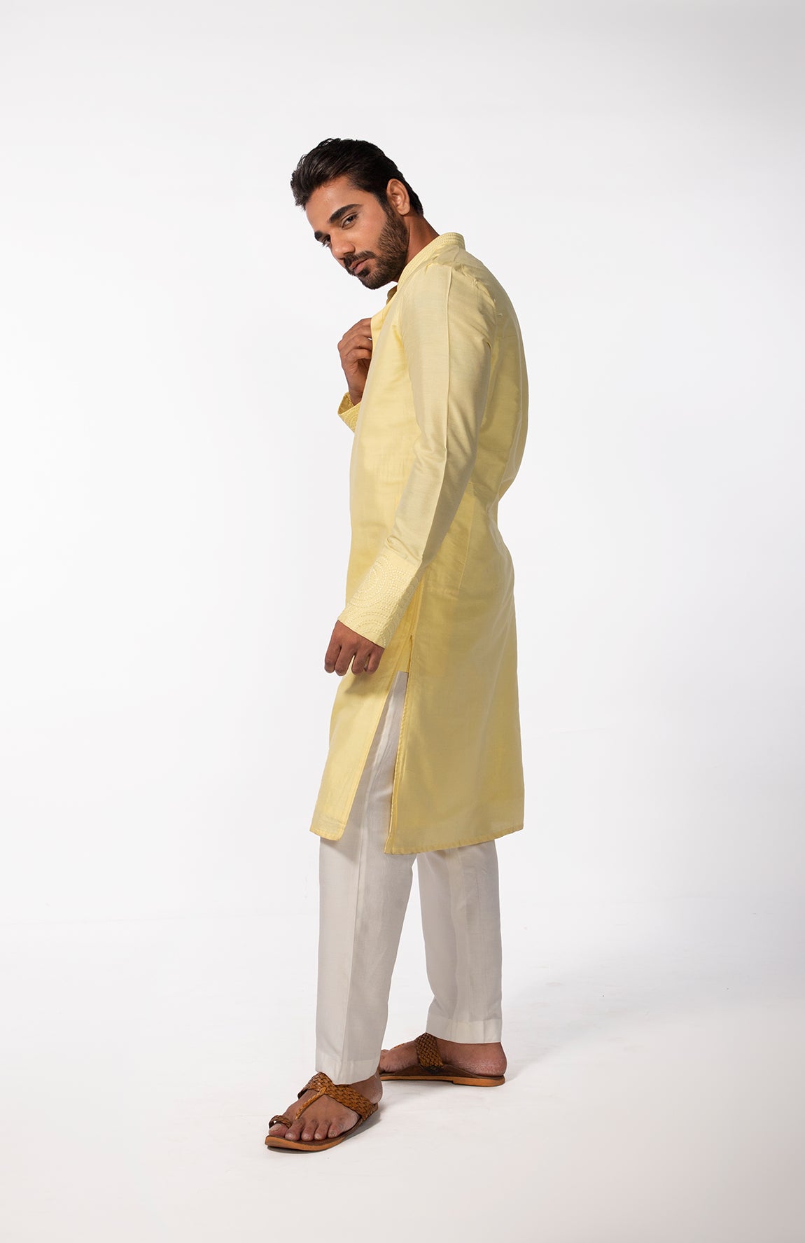 YELLOW SLEEVE EMBROIDERED KURTA SET