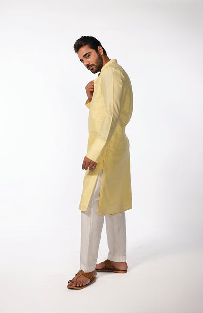 YELLOW SLEEVE EMB KURTA SET