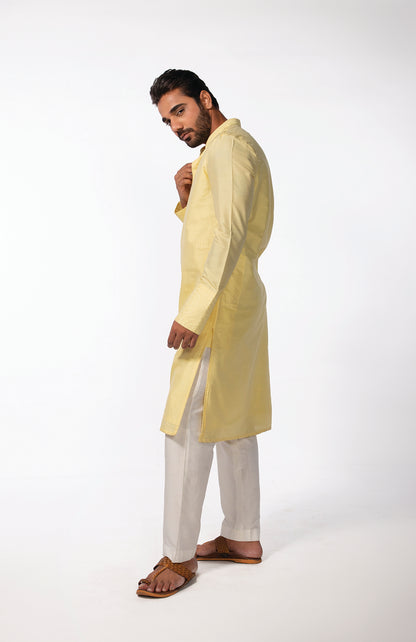 YELLOW SLEEVE EMB KURTA SET