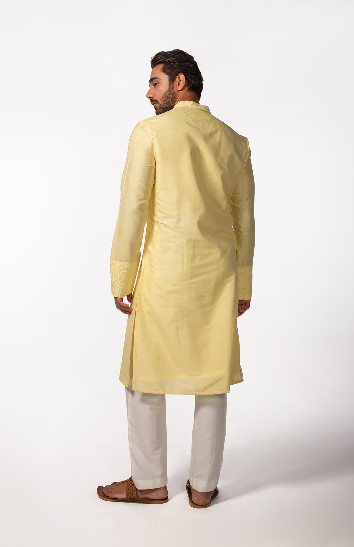 YELLOW SLEEVE EMBROIDERED KURTA SET