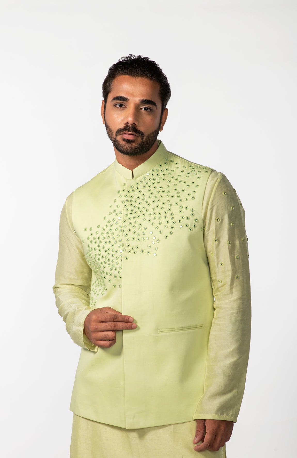 MINT GREEN ABSTRACT MIRROR BUNDI