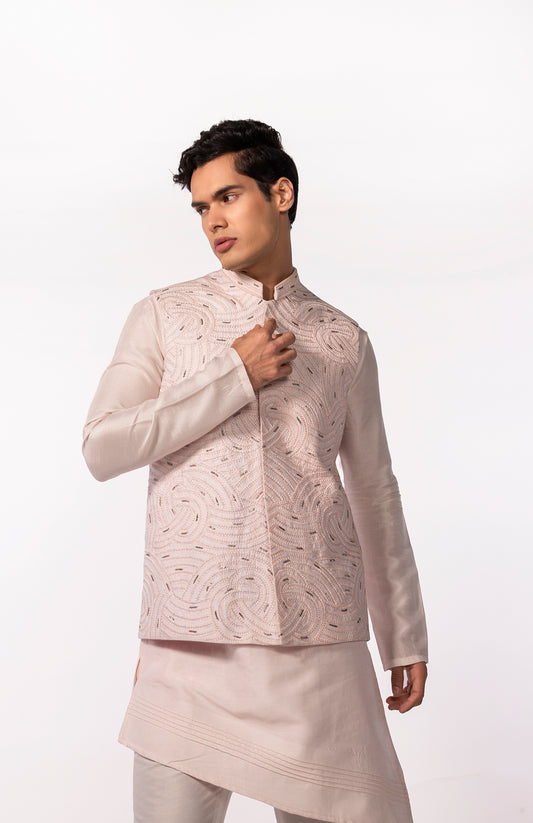 BLUSH PINK HEAVY EMBRIODERED BUNDI