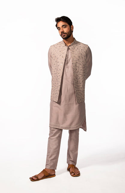 MAUVE EMBROIDERED BUNDI