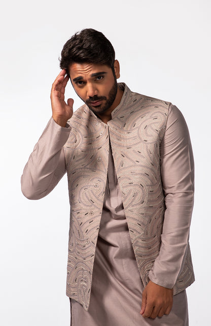 MAUVE EMBROIDERED BUNDI