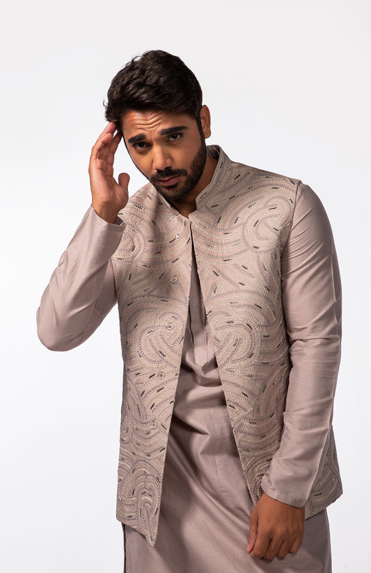 MAUVE EMBROIDERED BUNDI