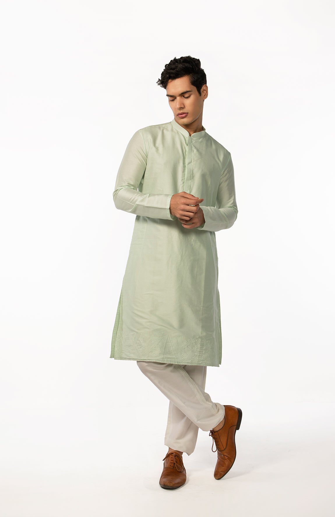 SOOTHING GREEN EMBROIDERED KURTA SET