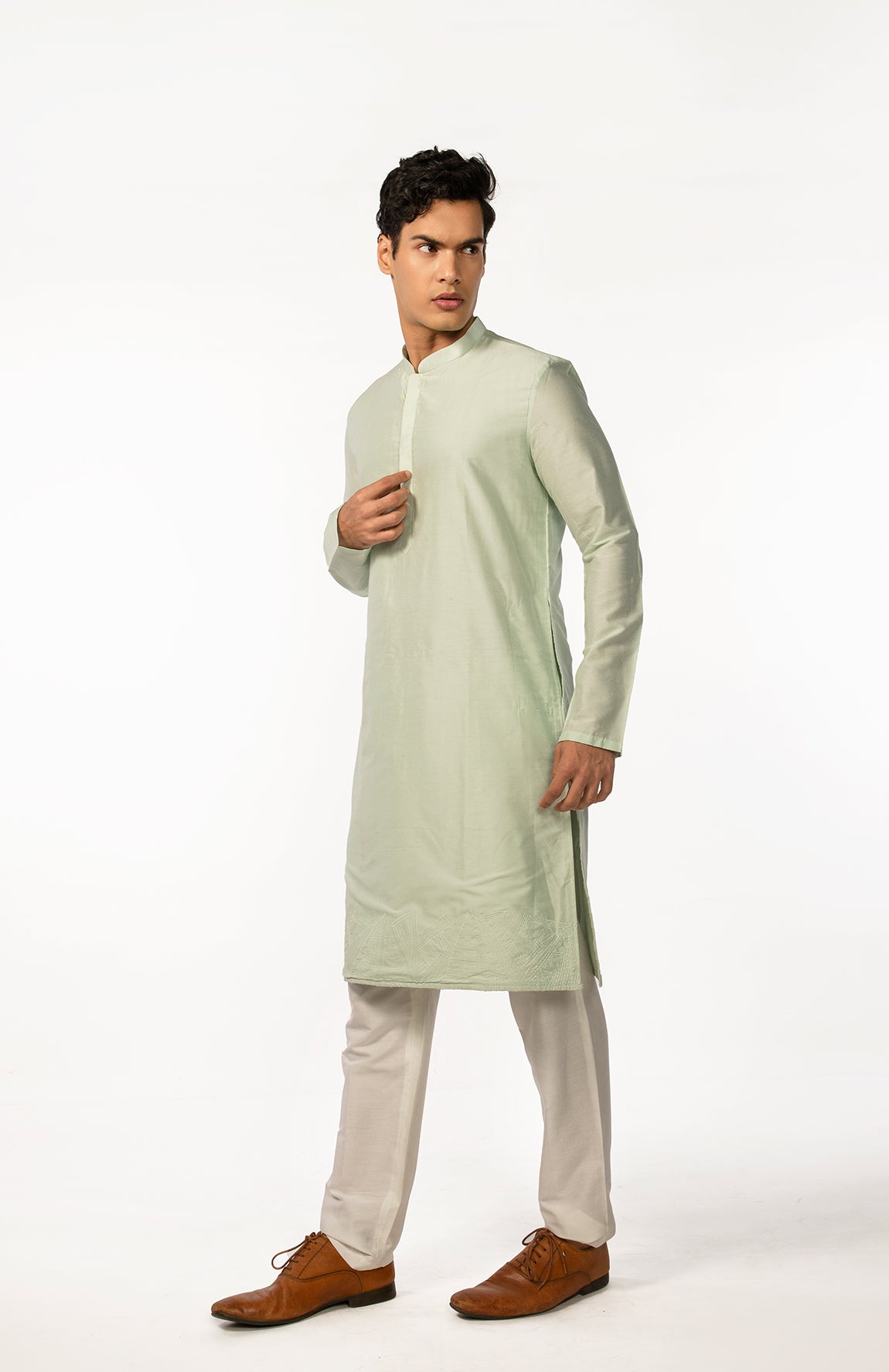 SOOTHING GREEN EMBROIDERED KURTA SET