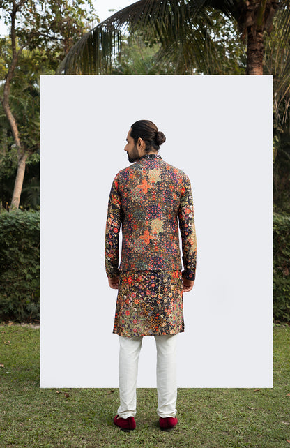 BLACK PRINTED MIRRORWORK BUNDI