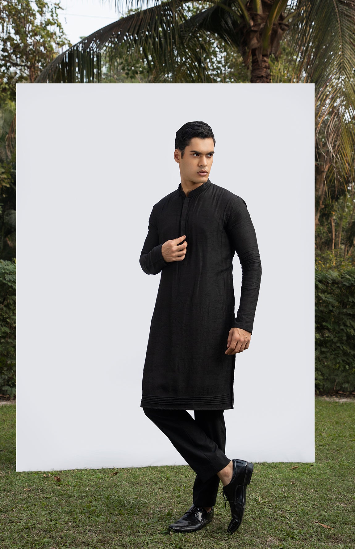 BLACK PINTUCK KURTA SET