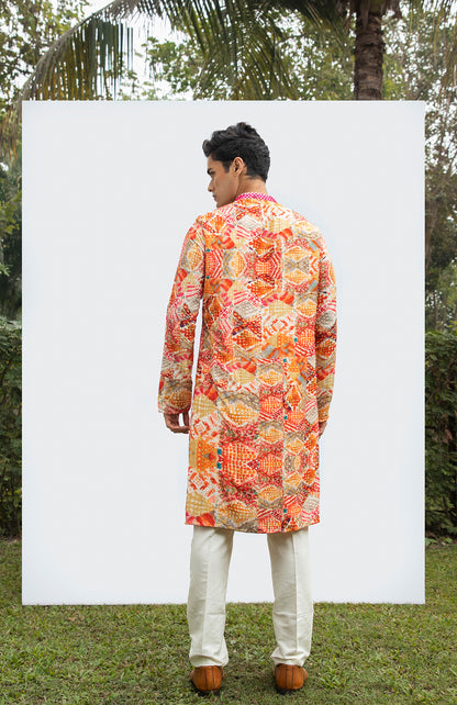 DIAMOND PRINTED MIRROR CHEETA  KURTA SET