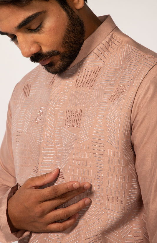 ONION EMBROIDERY BUNDI WITH ONION EMBRIODERY KURTA SET