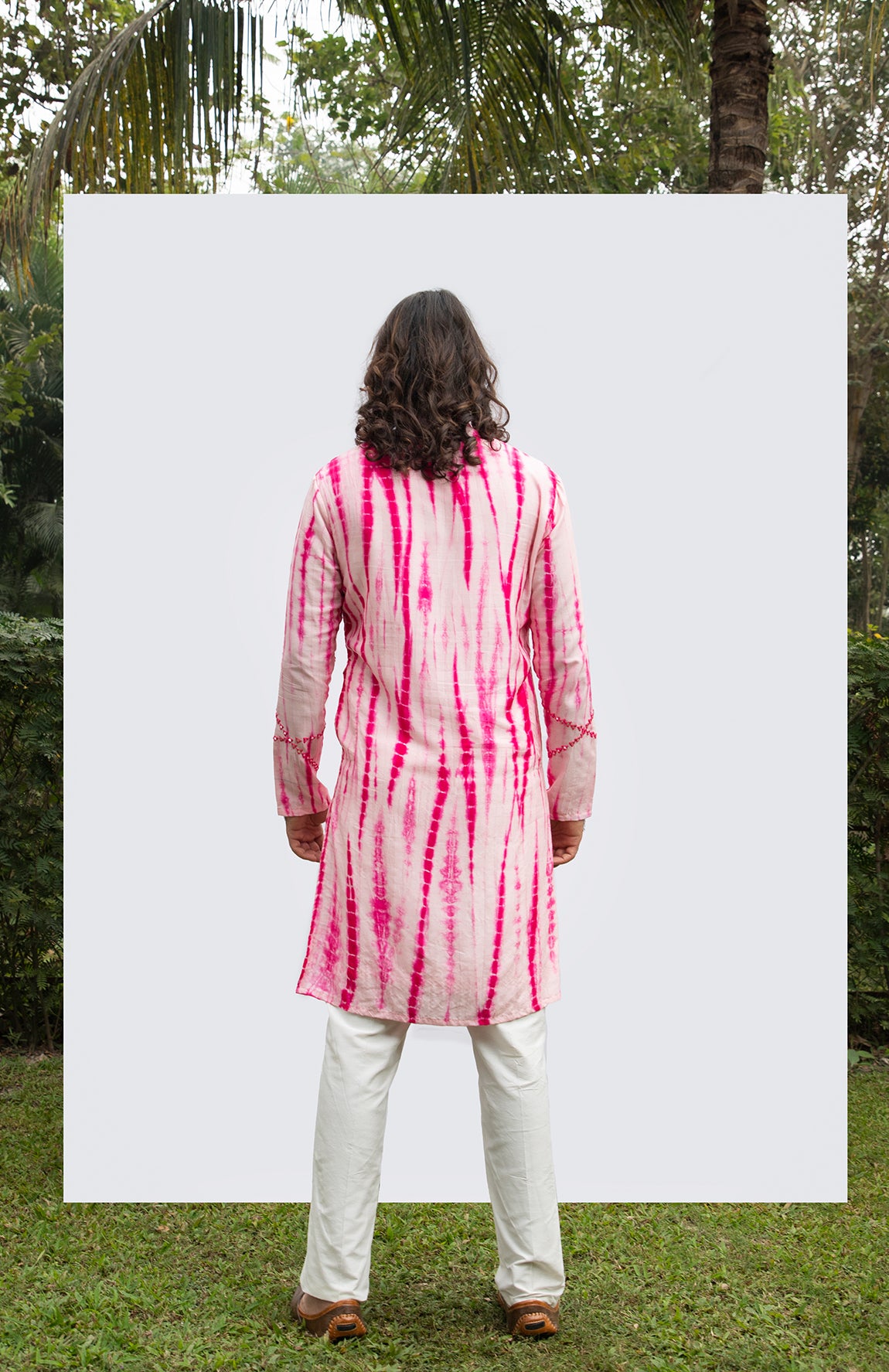 HOT PINK TYE DYE MIRROR KURTA SET