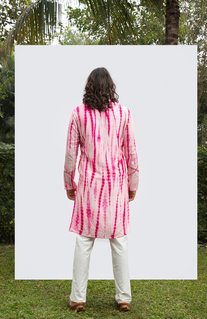 HOT PINK TYE DYE MIRROR KURTA SET