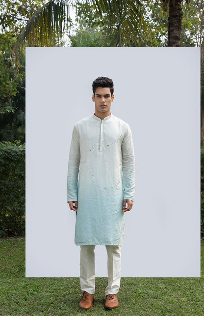 ICE BLUE ZIG ZAG MIRROR KURTA SET