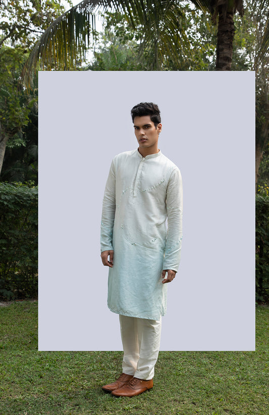 ICE BLUE ZIG ZAG MIRROR KURTA SET