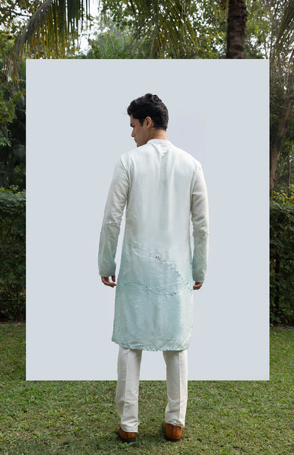 ICE BLUE ZIG ZAG MIRROR KURTA SET