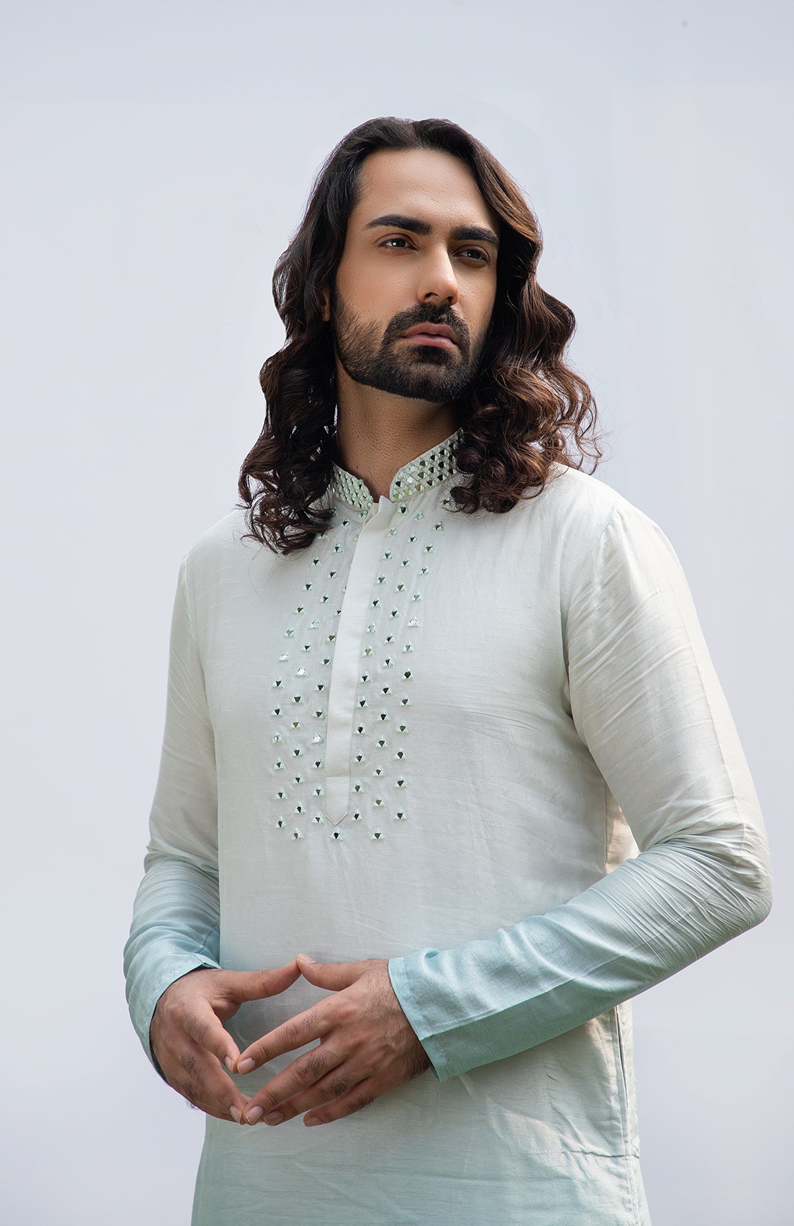 ICE BLUE OMBRE MIRROR KURTA SET
