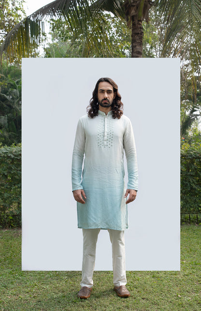 ICE BLUE OMBRE MIRROR KURTA SET