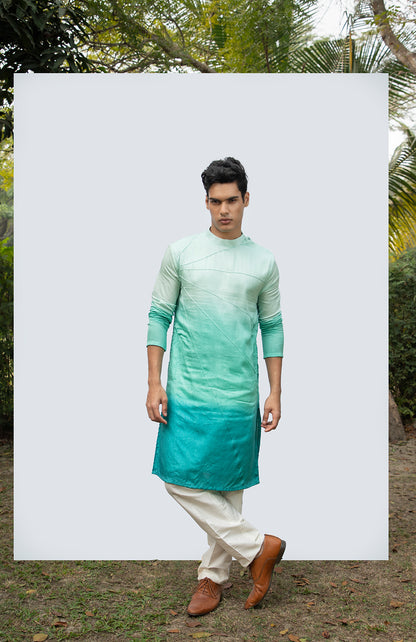 AQUA OMBRE PINTUCK KURTA SET