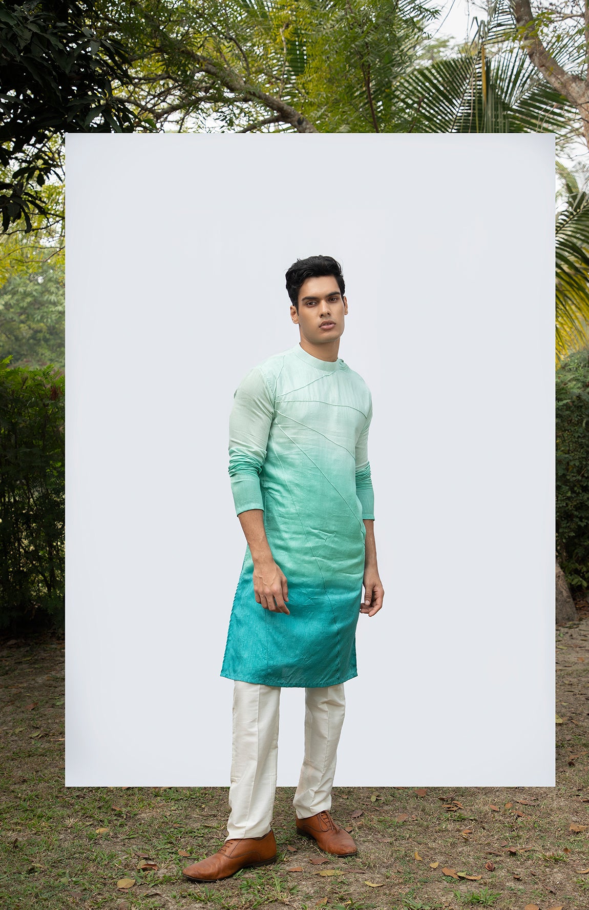 AQUA OMBRE PINTUCK KURTA SET