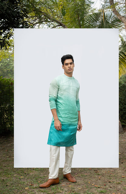 AQUA OMBRE PINTUCK KURTA SET