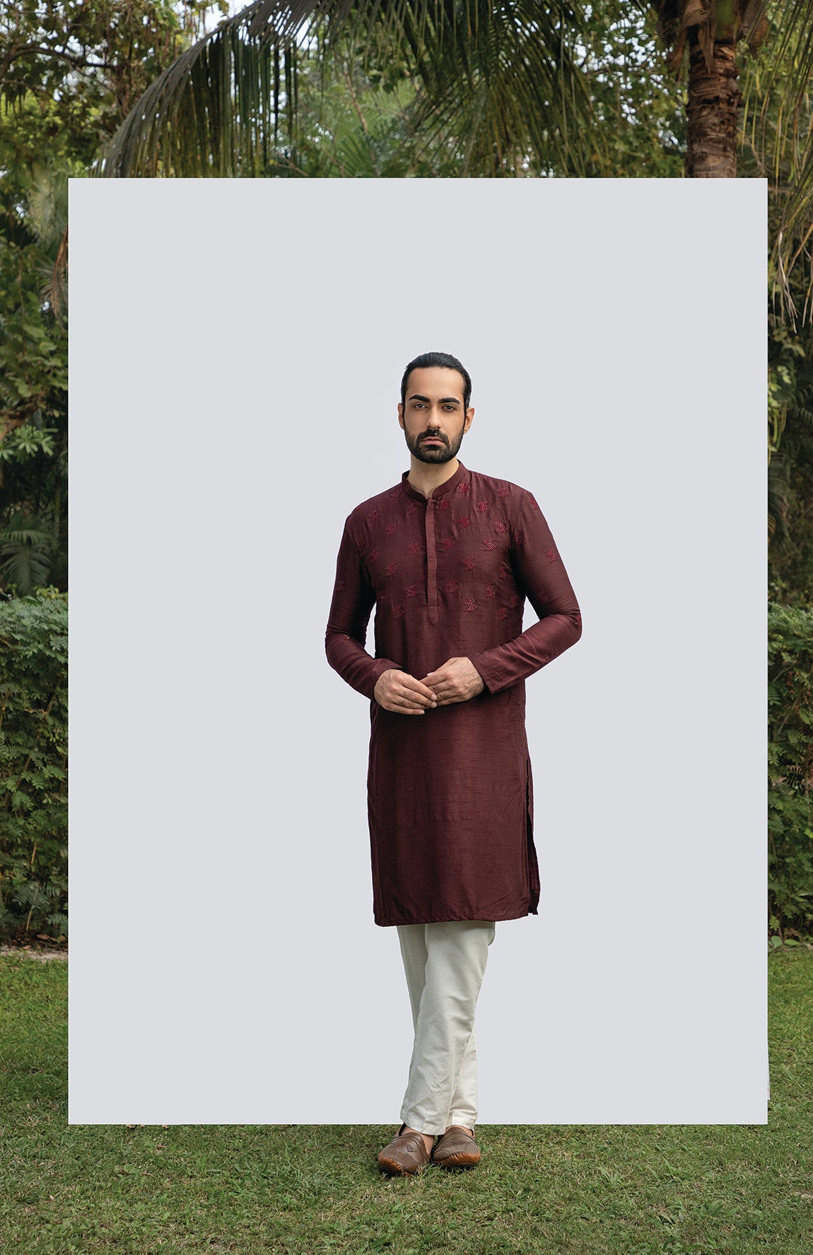 WINE EMBELLISHED KURTA SET