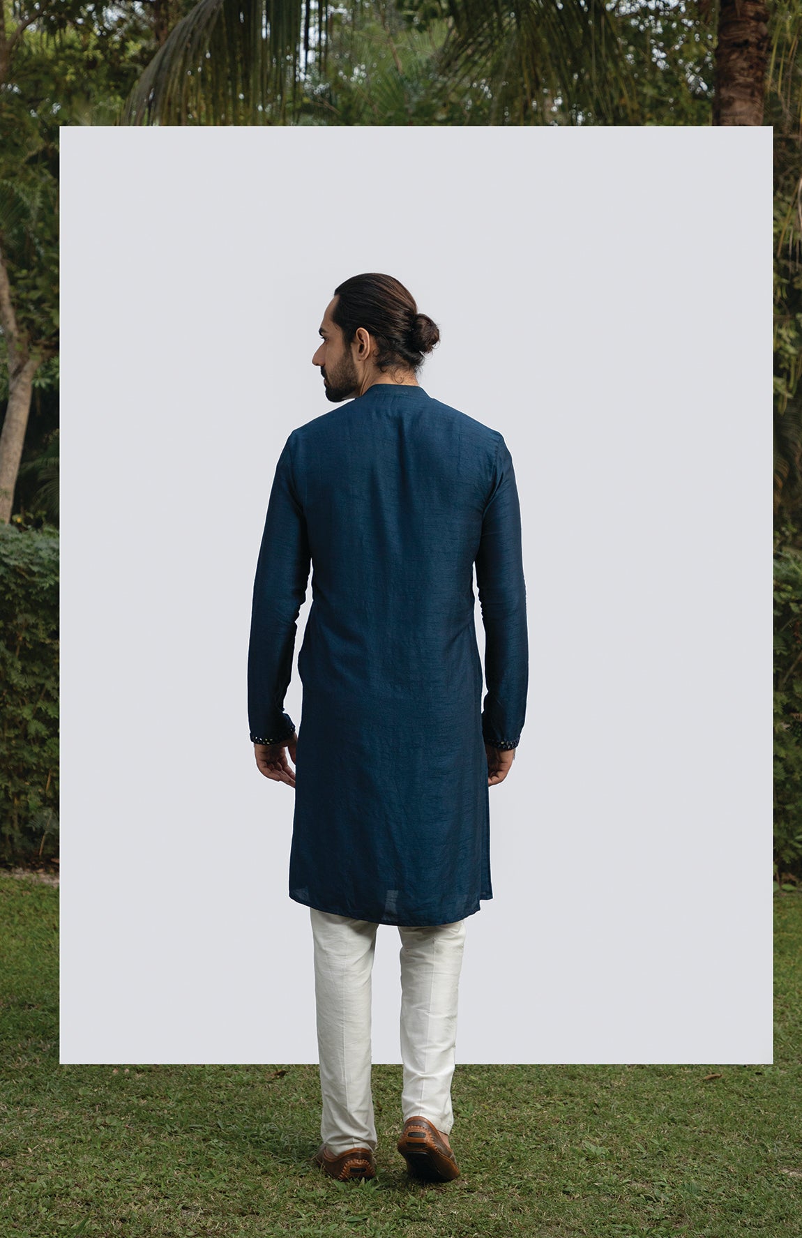 NAVY BLUE HEAVY MIRROR KURTA SET