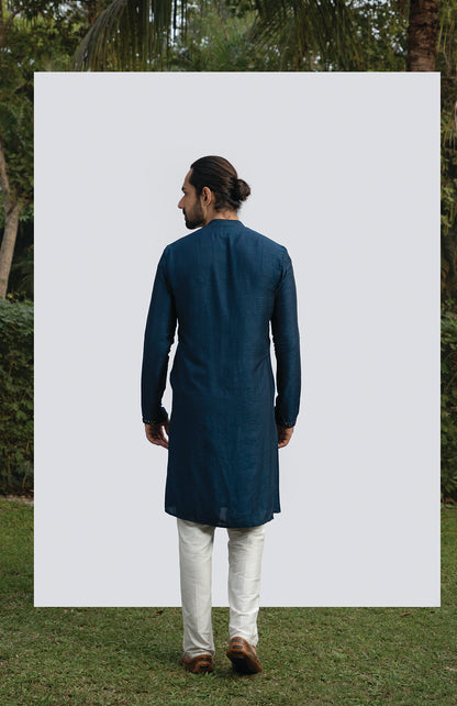 NAVY BLUE HEAVY MIRROR KURTA SET
