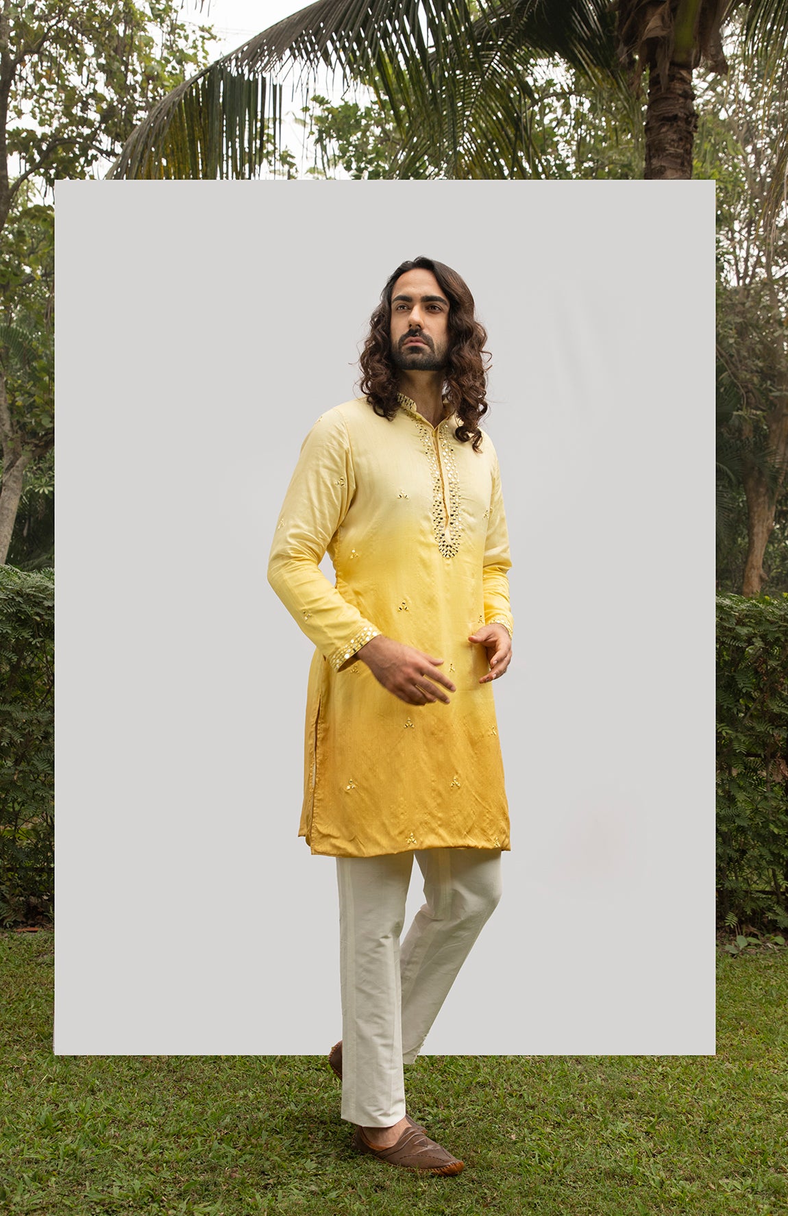 YELLOW OMBRE KURTA SET