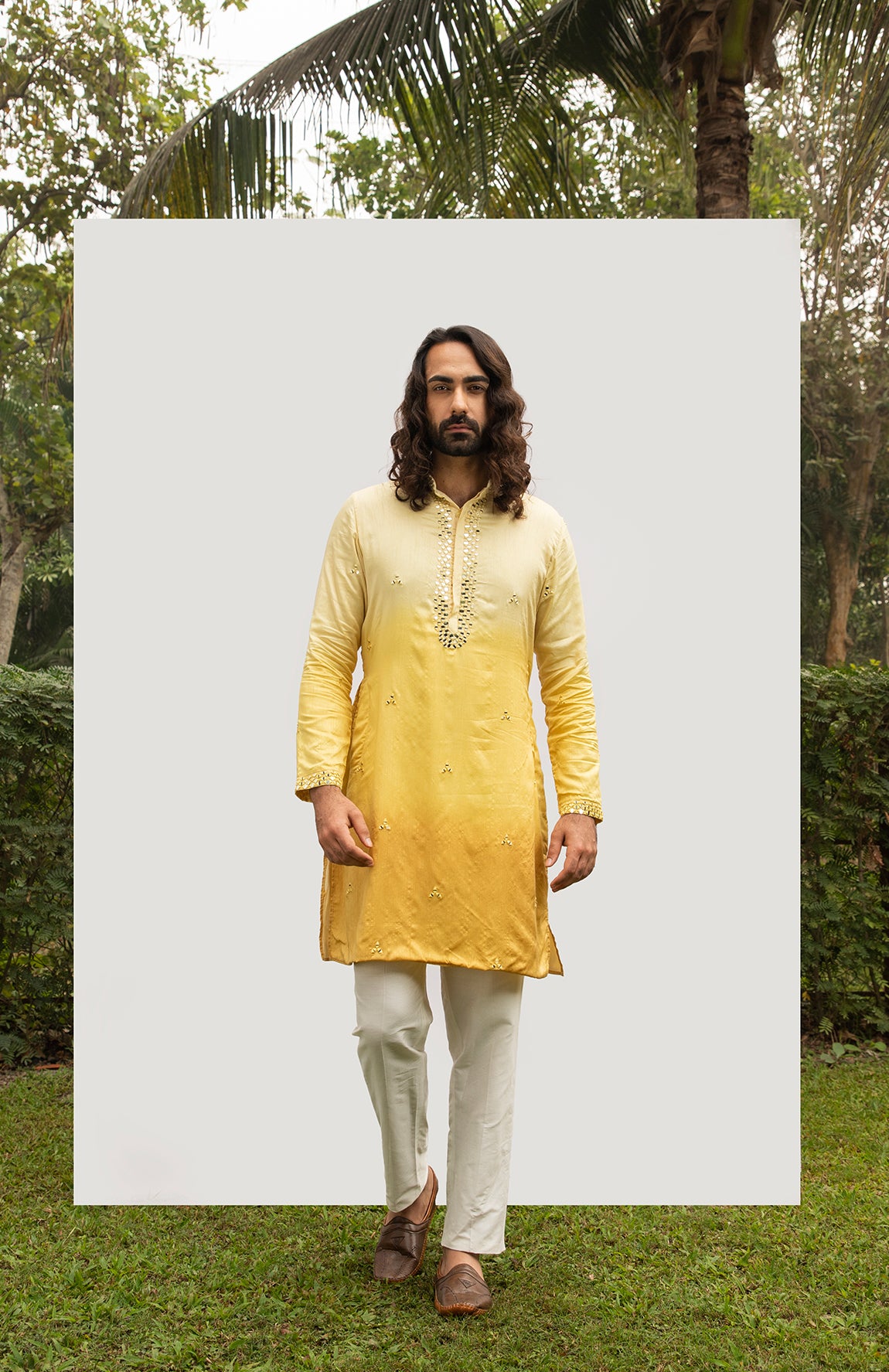 YELLOW OMBRE KURTA SET