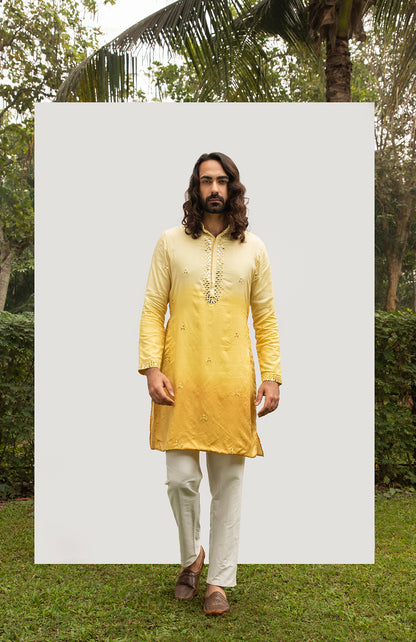 YELLOW OMBRE KURTA SET