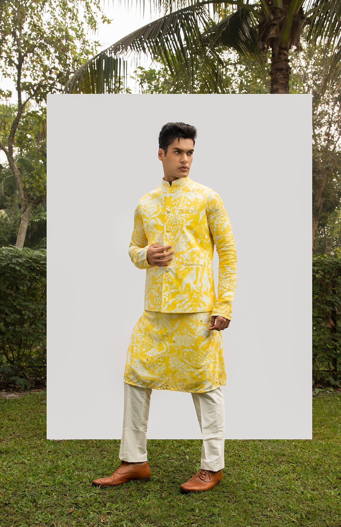YELLOW PRINTED BUNDI