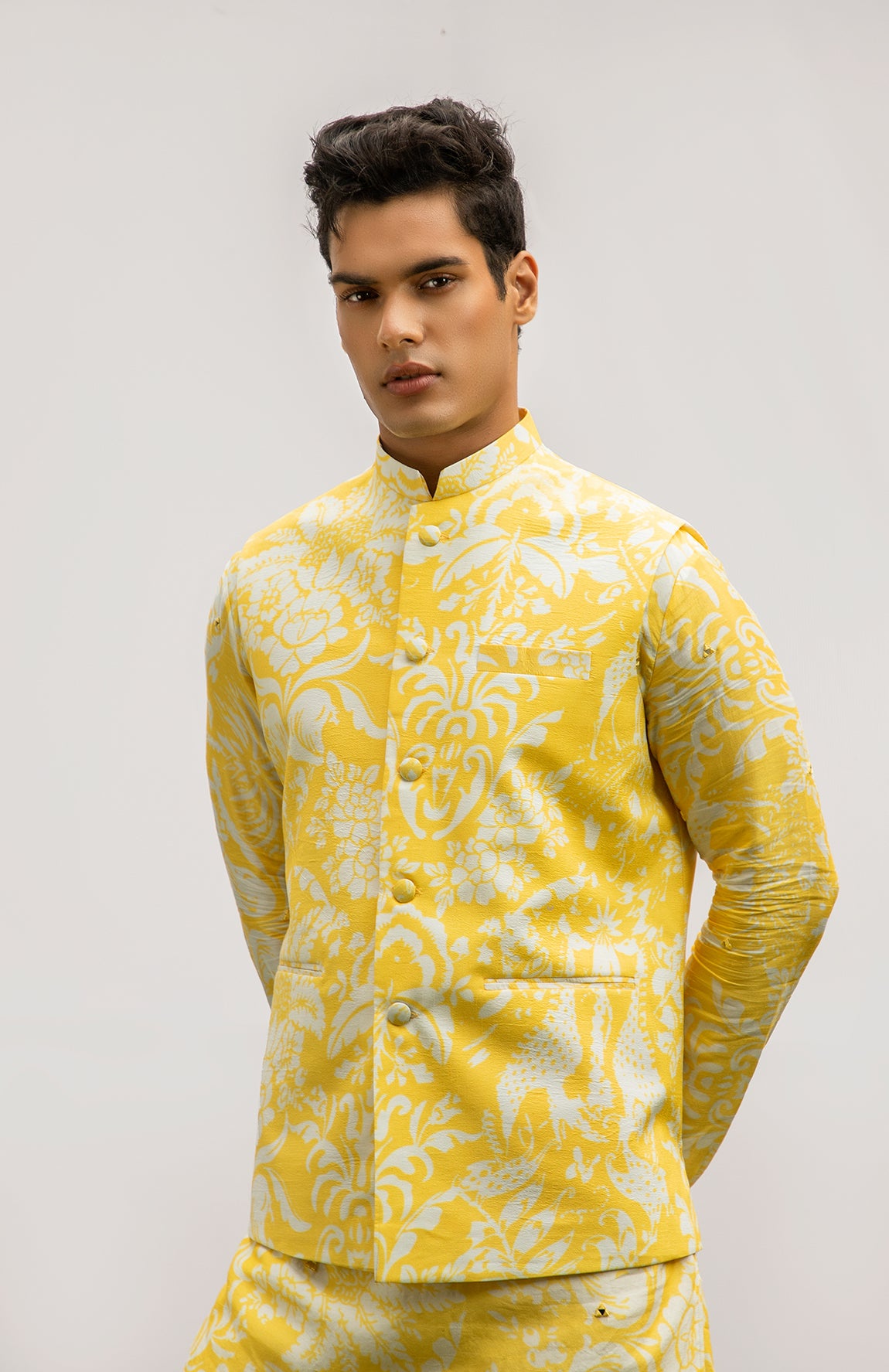 YELLOW PRINTED BUNDI