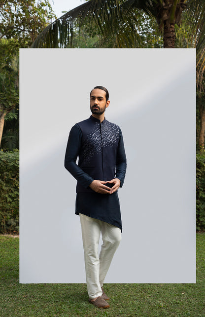 NAVY BLUE EMBELLISHED BUNDI
