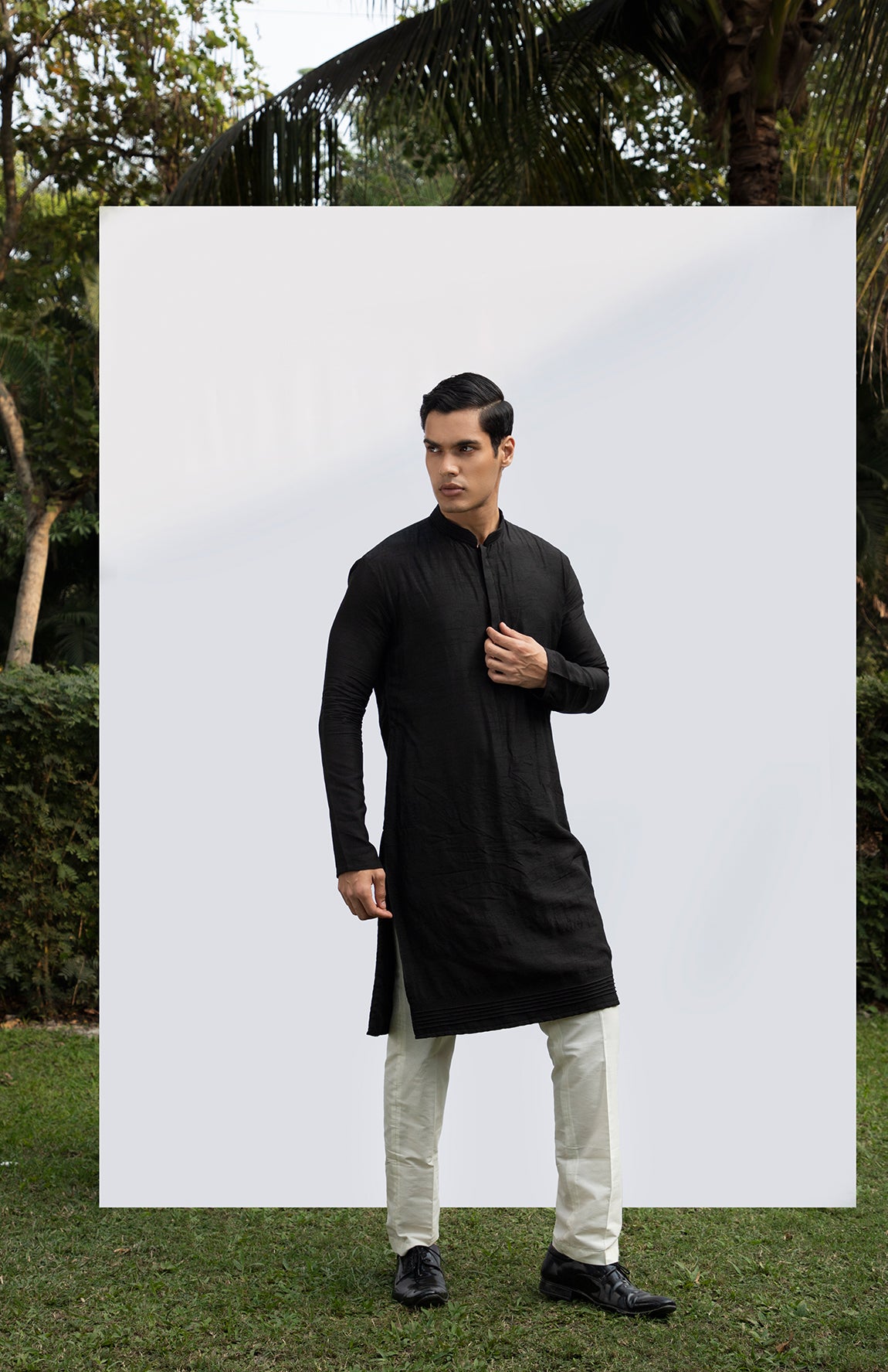BLACK PINTUCK KURTA SET