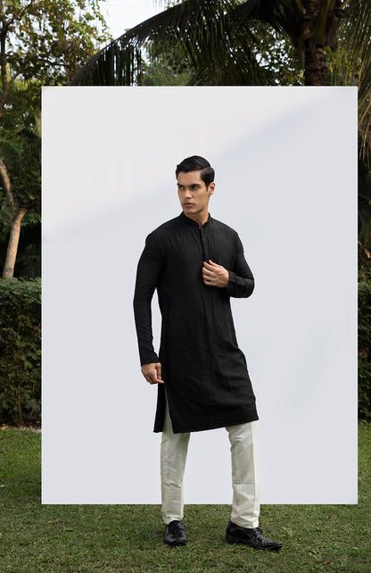 BLACK PINTUCK KURTA SET