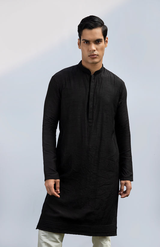 BLACK PINTUCK KURTA SET
