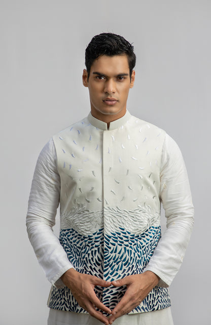 IVORY SHADED EMBRIODERED BUNDI