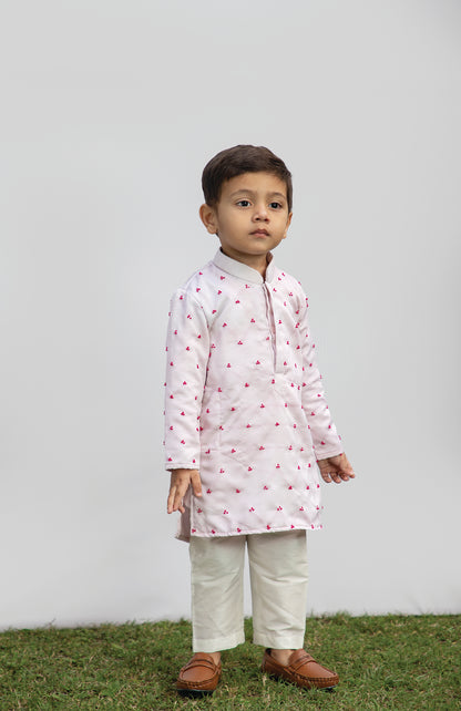 KIDS BABYPINK KNOTS KURTA SET