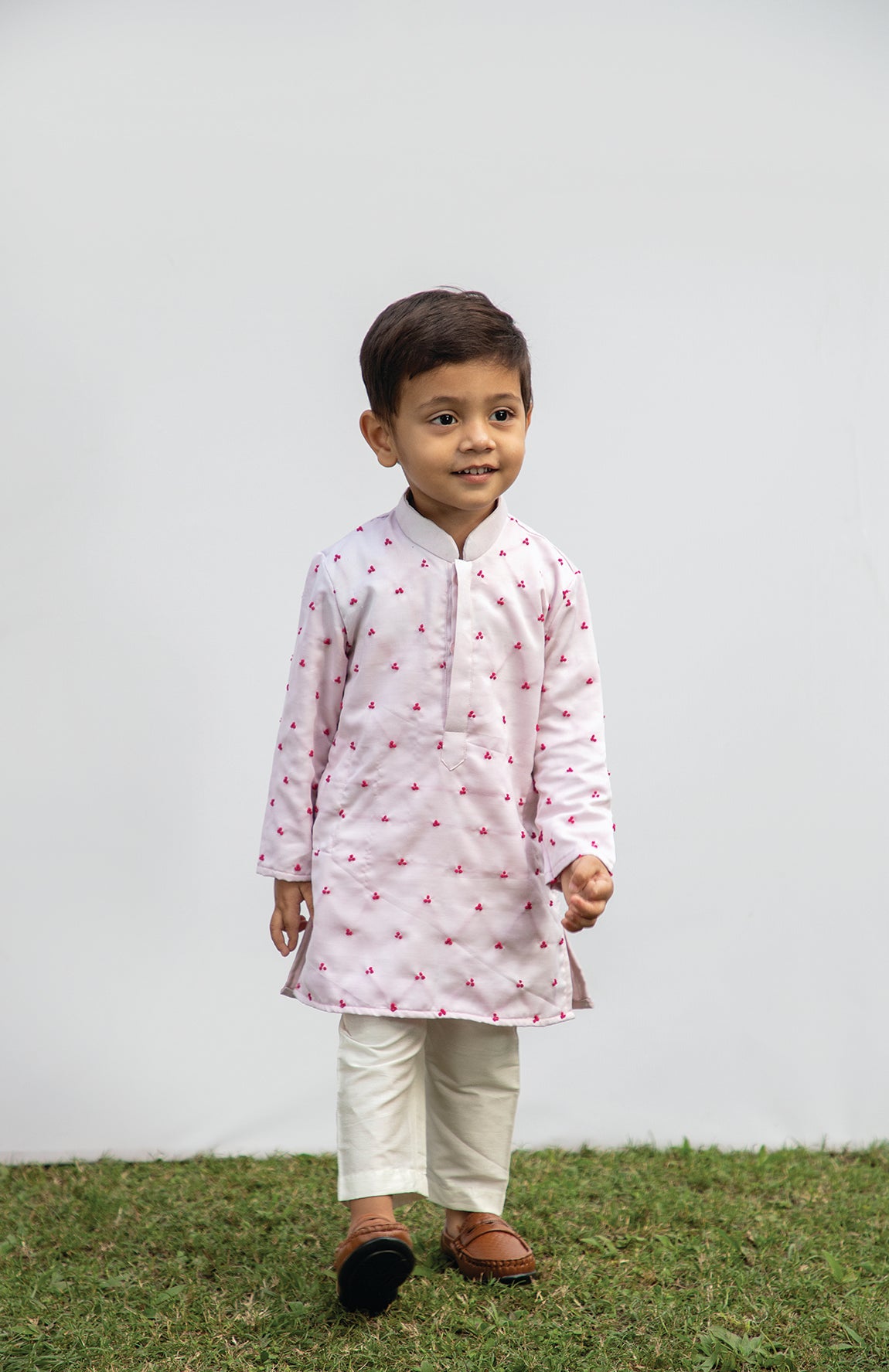 KIDS BABYPINK KNOTS KURTA SET