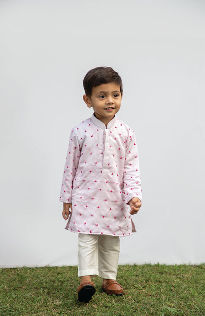 KIDS BABYPINK KNOTS KURTA SET