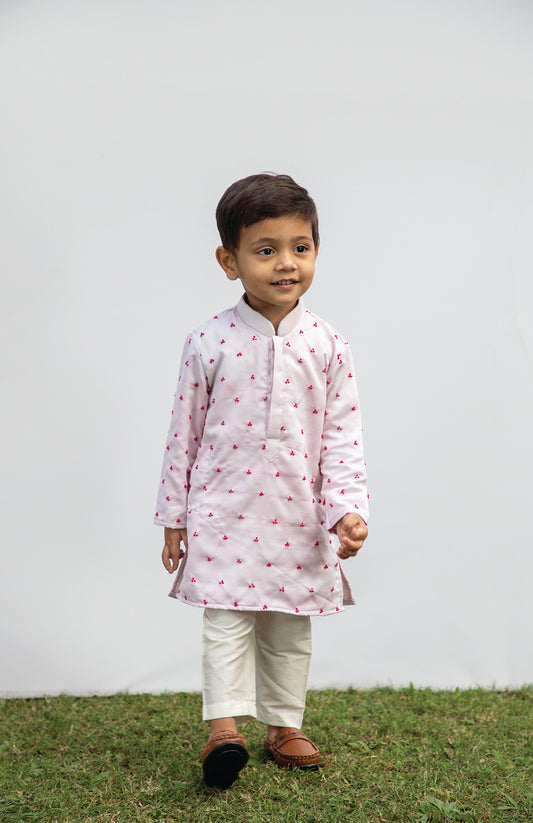 KIDS BABYPINK KNOTS KURTA SET