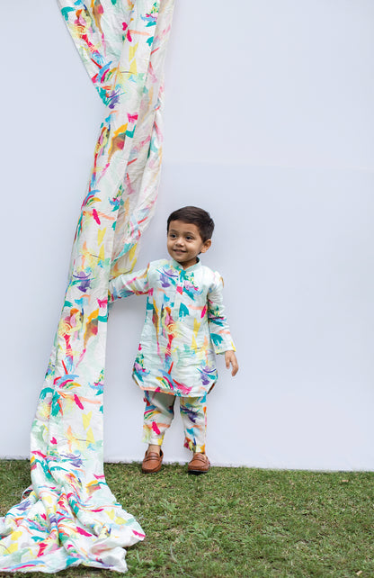 KIDS ABSTRACT PRINT KURTA SET