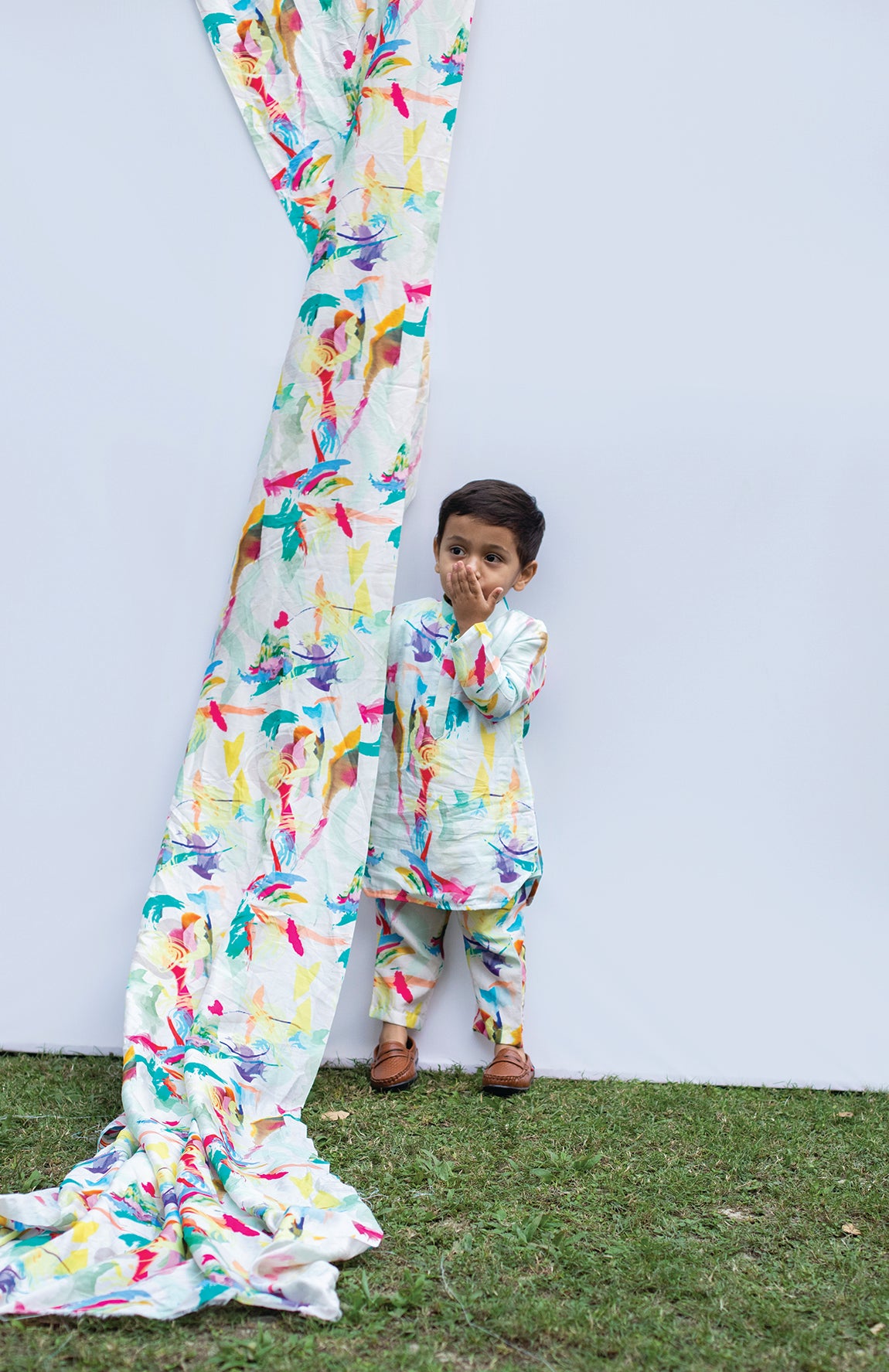 KIDS ABSTRACT PRINT KURTA SET