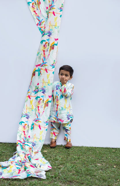 KIDS ABSTRACT PRINT KURTA SET