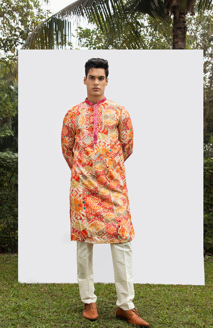 DIAMOND PRINTED MIRROR CHEETA  KURTA SET